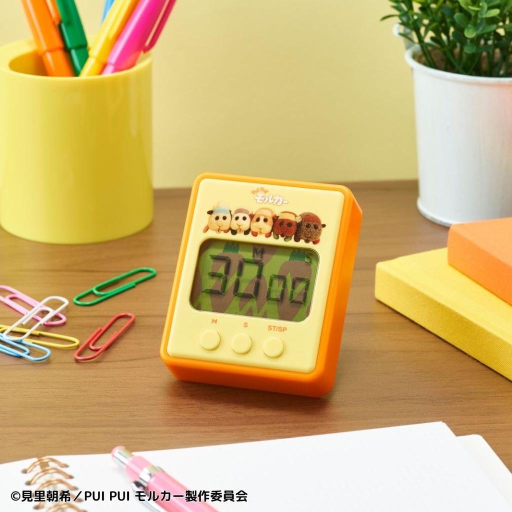 CCP Chara Timer PUI PUI Molcar Kitchen Timer with Freestanding Stand and Large Refrigerator Charanics Magnet, Screen, Study, Learning, Cooking,