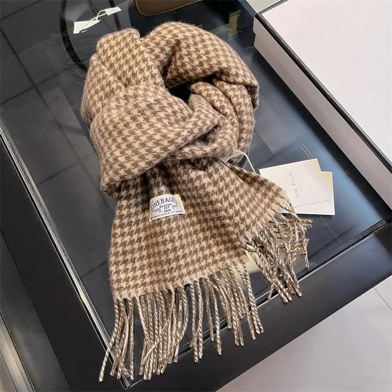 High Quality Soft Warm Thick Scarf Women Men 100% Wool Double-sided Tassel Muffler Male Female Thermal Classic Shawl Ladies