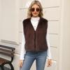 Women's Striped Faux Fur Vest Sleeveless Open-Front Warm Waistcoat