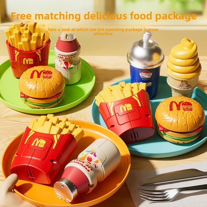 Hamburger French Fries Cola Ice Cream Transforming Robot Toy For Kids
