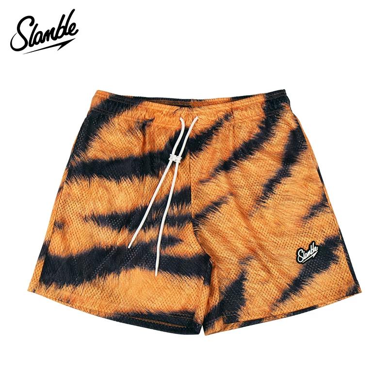 Slamble Men s Sports Shorts Training Fitness Four-Point Mesh Animal Print Basketball American Style Loose Trendy M