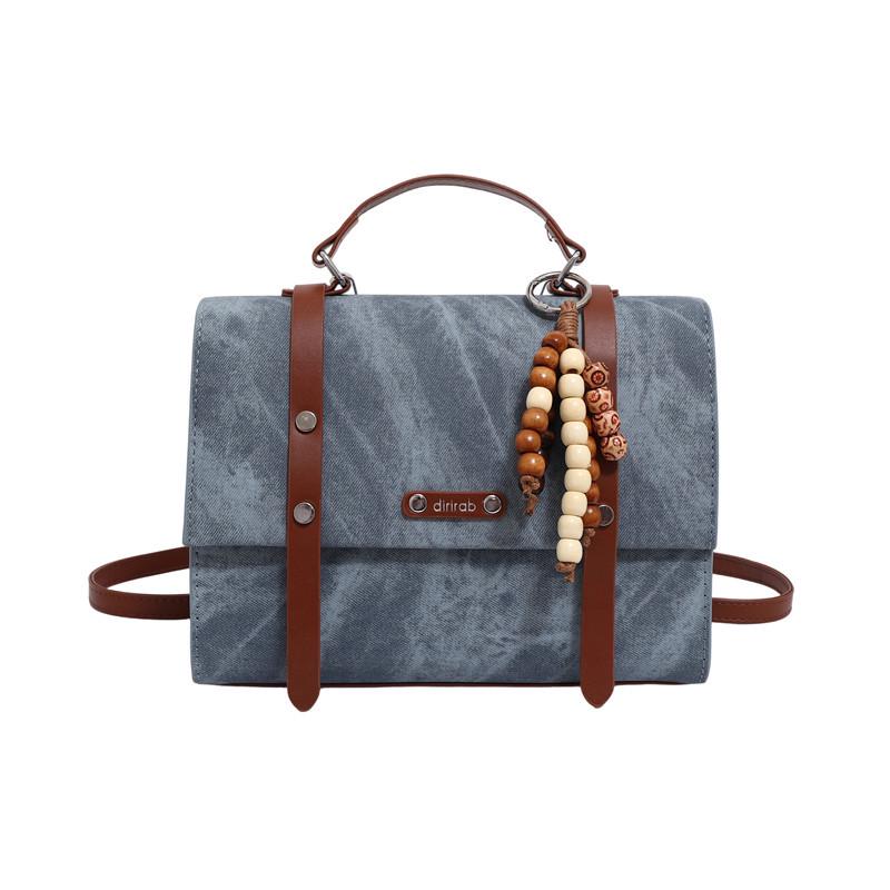 

2025 Women s Retro Color Block College Style Shoulder Bag and Backpack Without Pendant