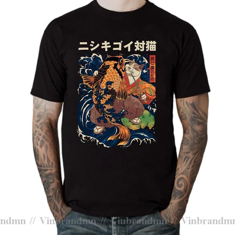 2025 Newest Design Catana Kawaii Harajuku T Shirt Unisex Ninja Cat Tshirt Samurai Cat Anime Tshirt Japanese Kaiju Sushi Cat Tshirt