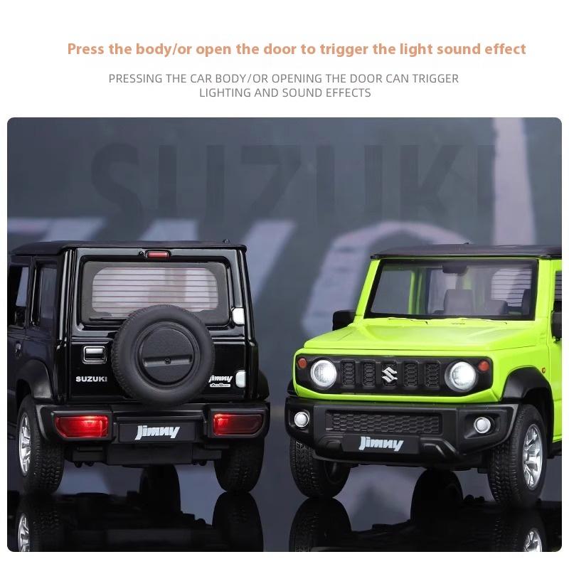 1/24 Scale Suzuki Jimny Alloy Off Road Diecast Model Hight Simulation Sond Light Pull Back Toy Decorative Trendy Ornaments Gifts