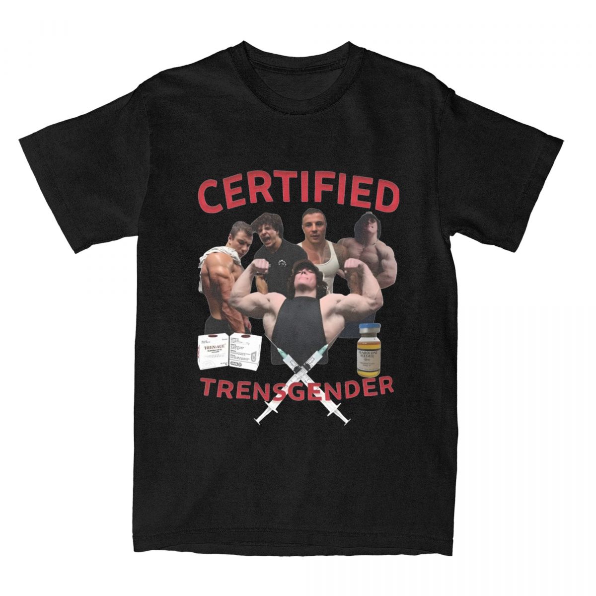 

Sam Sulek And Tren T Shirt for Men 100% Cotton Funny T-Shirt Crew Neck Certified Trensgender Meme Tees Short Sleeve Clothes 3XL