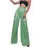 Pantaloni da Donna a Gamba Larga Lunghi Fino ai Piedi con Perle e Paillettes alla Moda 2025