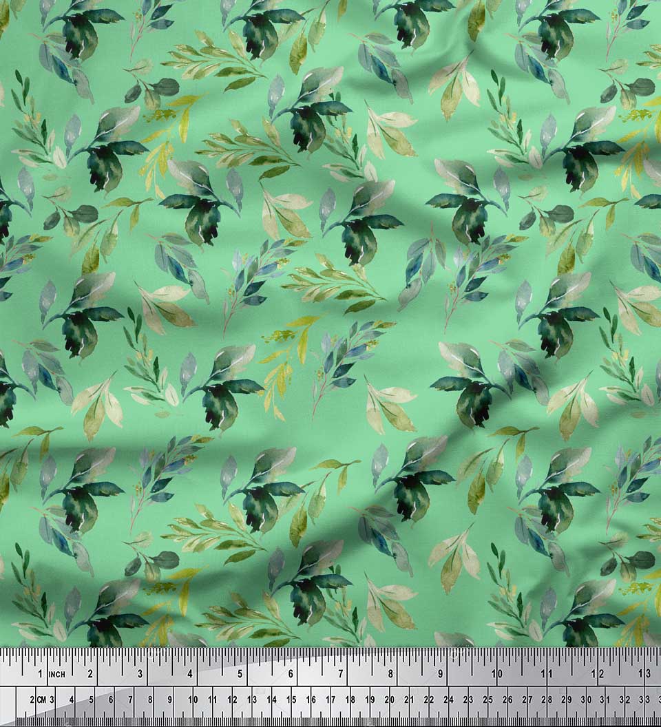 

Тканина Soimoi Red Poly Crepe Flower Leaves Print Тканина на метри 42 дюйма 42 Inch Wide - Poly Crepe зелений