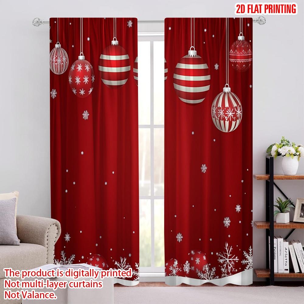 

2pcs,2D plane printing Light Filtering Curtains Christmas Ornaments Snowfall Holiday Versatile Fabric (without rod) Decorations 52.50 × 116.00 cm 2 pcs