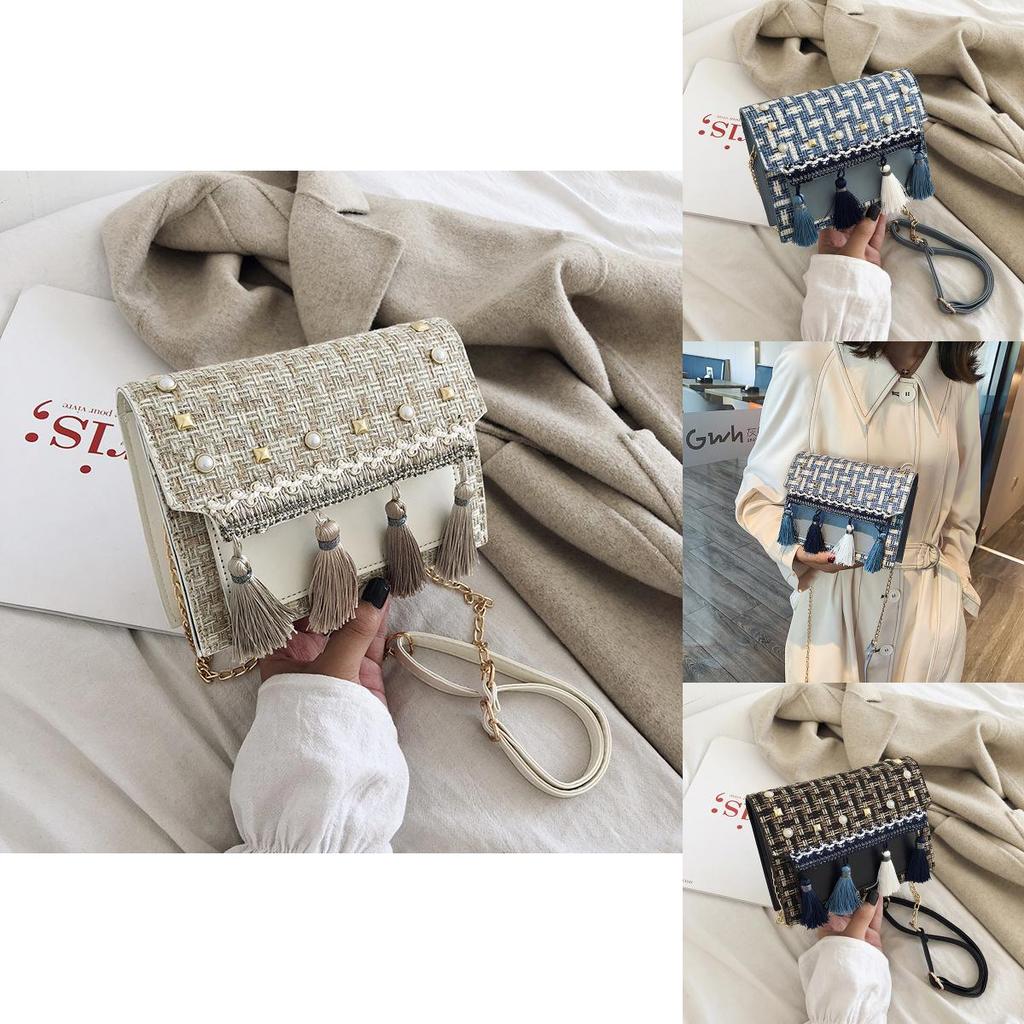 Style Woven Mini Shoulder Bag With Chain Strap For Casual Travel