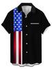 Men's Short Sleeve Geometric Line Print Shirt, Slim Fit for Casual & Business Wear