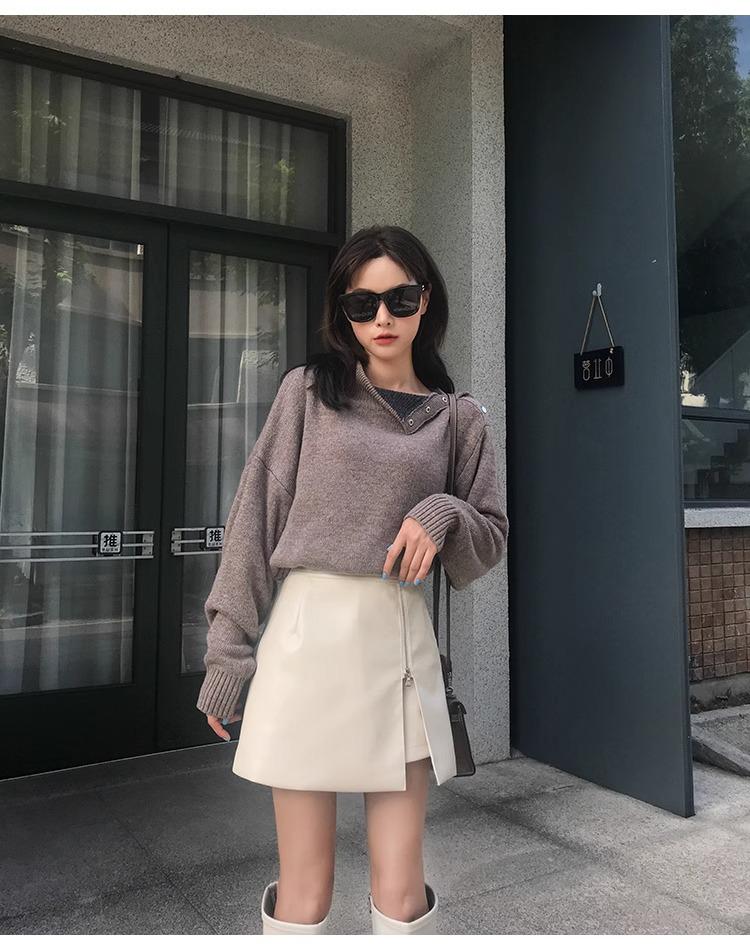 2025 Herbst/Winter Damen High Waist PU Leder Unregelmäßiger Bodycon A-Linien Rock