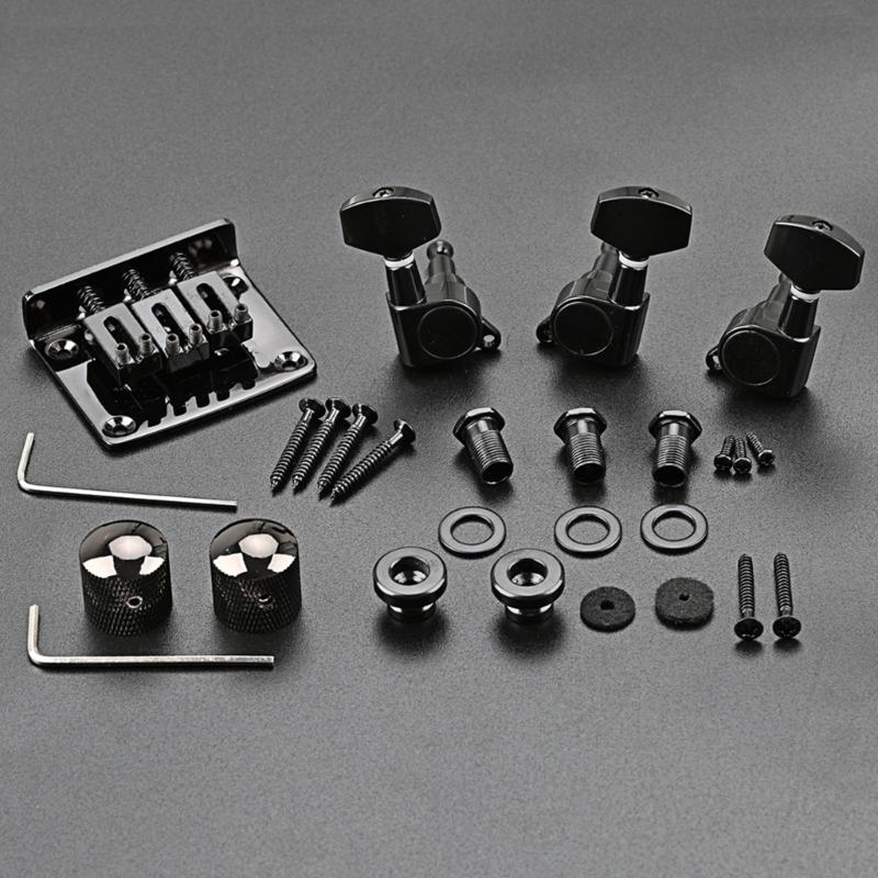 Practical 3 Strings Guitar Bridge Set Guitar Saddle Bridge with Screw Control Knob Wrench Guitar Replacement Accessories