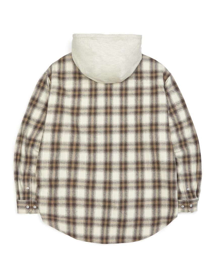 MARK GONZALES Signed Logo Flannel Check Hoodie - Beige