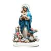 Church Decor Accessories Virgin And Angel Ornament, 2D Acrylic Religious Ornament with Table Base, Catholic Centerpiece, Christian Gift for