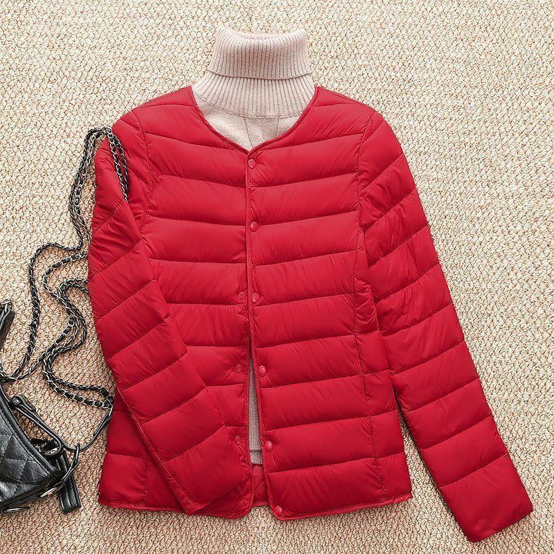 Order A Size Up Winter Women's Down Jacket Ultra Light Coat Short Autumn Slim Short Wear A Base Large Size Jacket