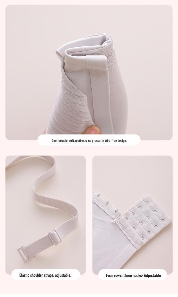 Gathering Seamless Mesh V-neck Wireless Bra - Women's Bust Control Tank Style