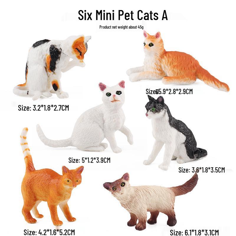 Children's Mini Simulation Pet Kitten Set: Yellow, Orange, and Tabby Cat Toy Ornaments