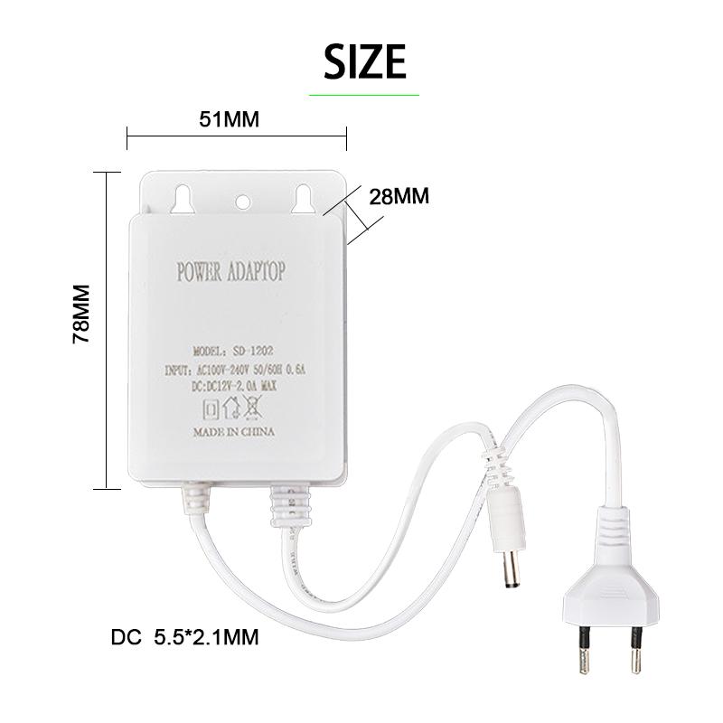 100V-240V AC zu 12V DC Wasserdichter Außennetzteil - US/EU-Stecker für europäische Stromversorgungsladegerät
