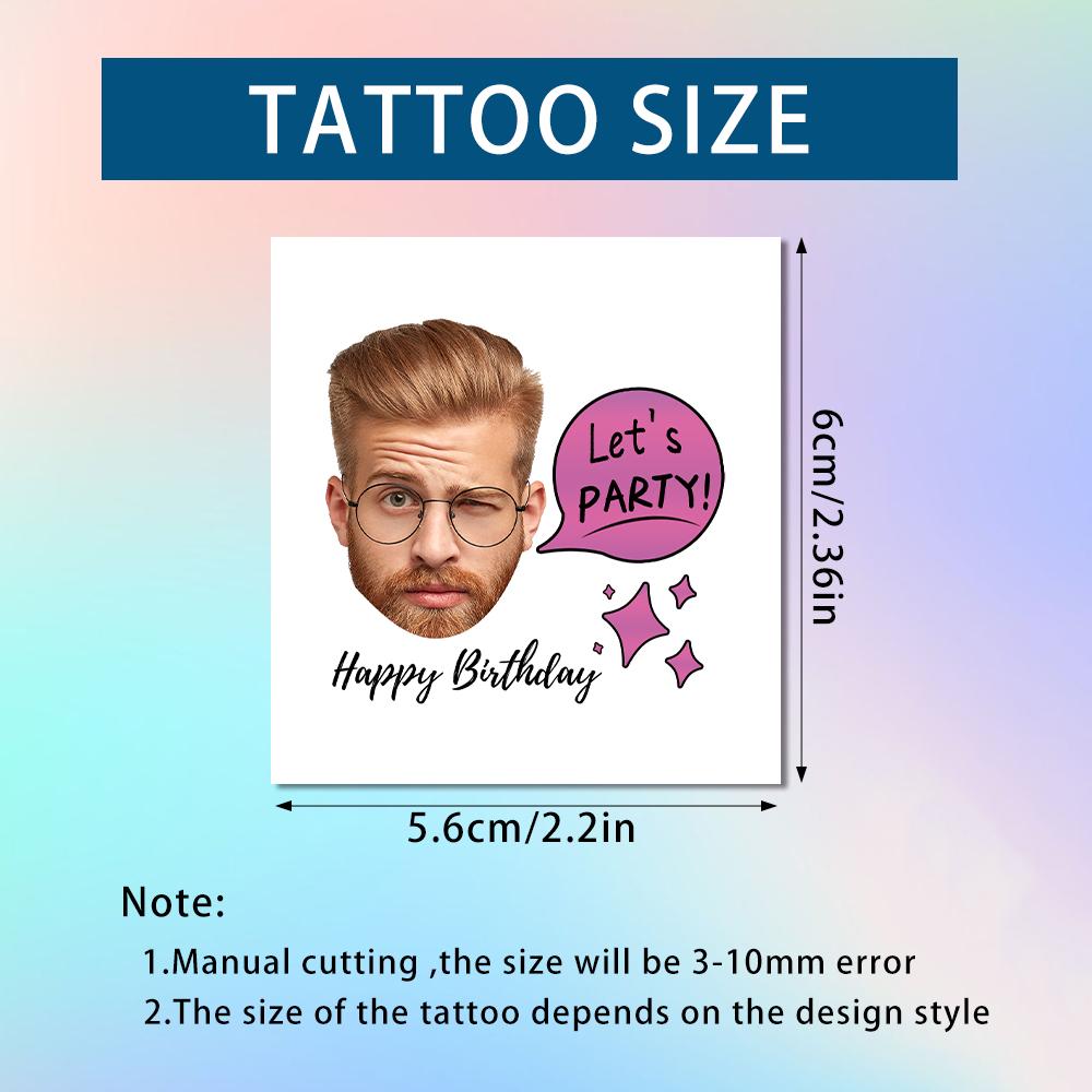 

15 шт. Персонализированные временные татуировки для дня рождения. На заказ с вашим фото лица и именем/возрастом. Наклейки-татуировки. Декор для вечеринки по случаю дня рождения.