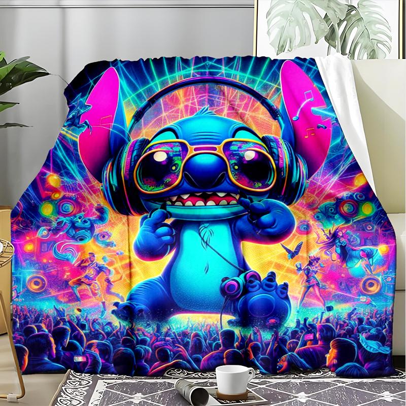 1PC Cartoon Aloha Alien 626 Printed Soft Flannel Blanket Throw for Adult Bedroom Living Room Sofa Camping Travel Fan Gifts Christmas Gifts