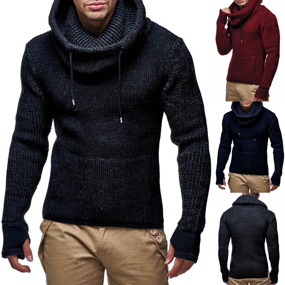 

Мужской Длинный Тонкий Высокий Воротник Пуловер Свитер Вязаный Джемпер Топы Блузка