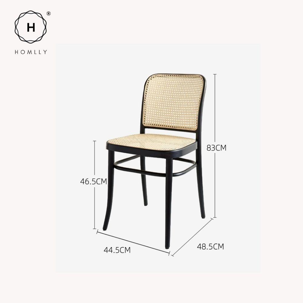 Homlly Natural Rattan Solid Wood Dining Chair