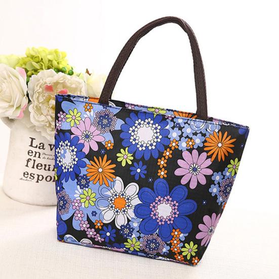 Yousheng Floral Tote Bag Reusable Oxford Cloth Shopping Tote Stylish Handbag Purse for Women Commuting Picnic Camping