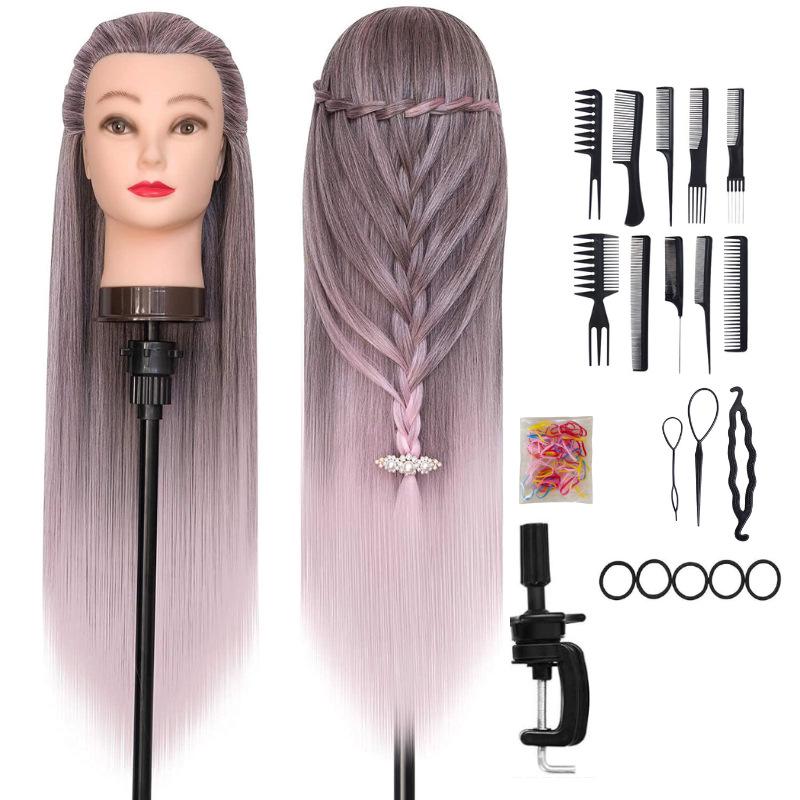 High Temperature Fiber Wig Mannequin Head for Hairdressing and Haircutting Training