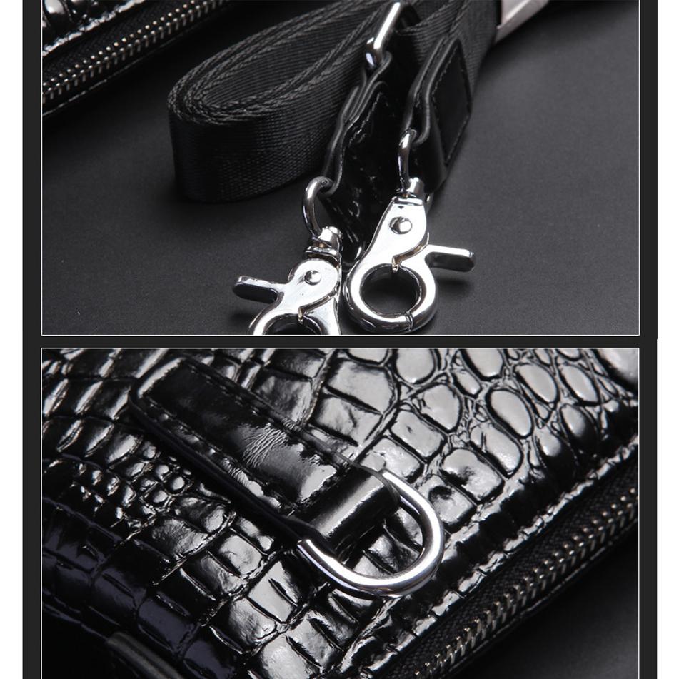 Crocodile Grain Genuine Leather 13‑Inch Briefcase New for Men 2‑in‑1 Handheld Shoulder Envelope Messenger Bag Versatile Business‑Commute Gift Purse