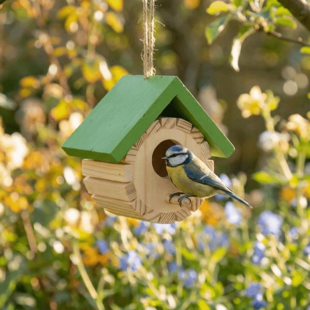 Ventilation Hanging Wooden Bird House with Hanging Rope Bird Breeding Box Wild Birds Habitat Farm