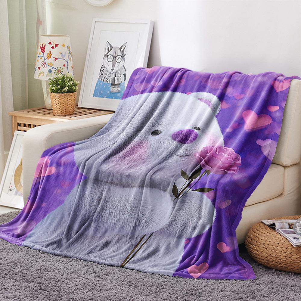 Bear Doll Print Flannel Blanket, High quality Comfortable for All Seasons, Home Decor, Warmth and Comfort, Perfect for Christmas Gifts