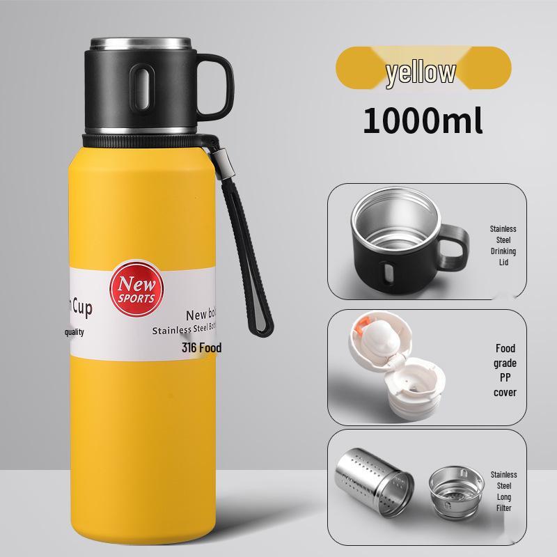 Premium 316 Stainless Steel Insulated Kettle with Tea Separator, Large Capacity, Convenient Handle, Car-Friendly Design