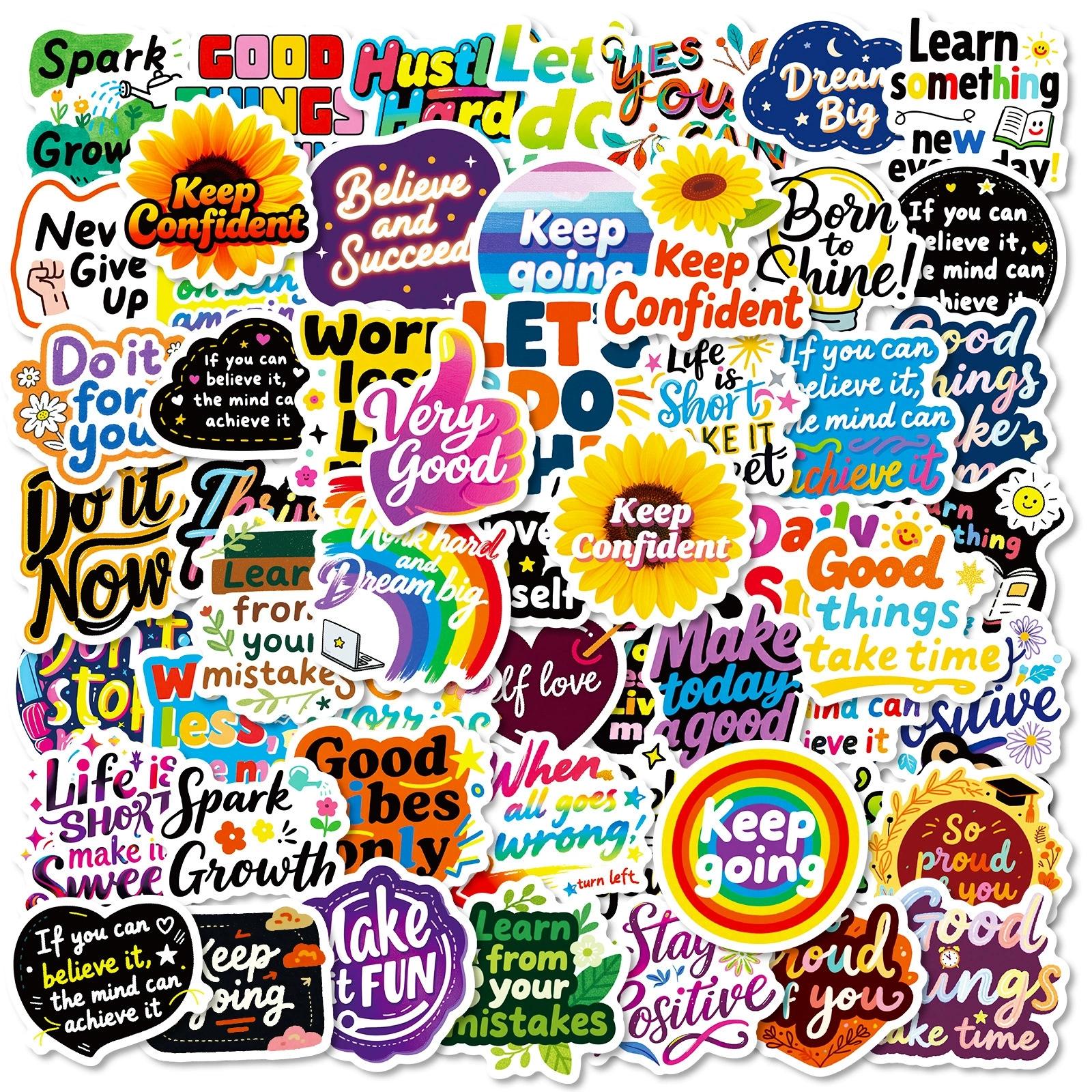 56 шт. Вдохновляющие граффити-наклейки, наклейки с позитивным текстом, декоративные наклейки для блокнота, ноутбука, водостойкие канцелярские наклейки