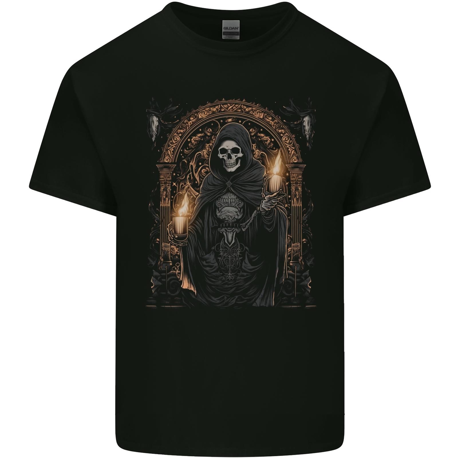 Gothic Grim Reaper Gothic Heavy Metal Skull 14 Cotton Men s T-Shirt- S