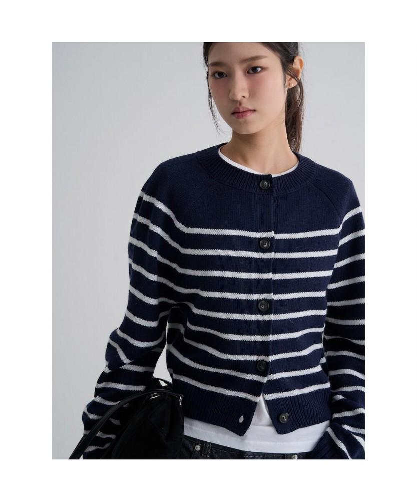 8Seconds Striped Crop Cardigan Navy