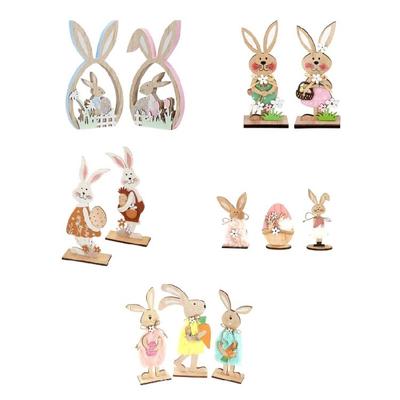 Easters Decors Wood Happy Easters Signs Block Tabletop Ornament Easters Bunnies Centerpieces Dining Room Kitchen Decors