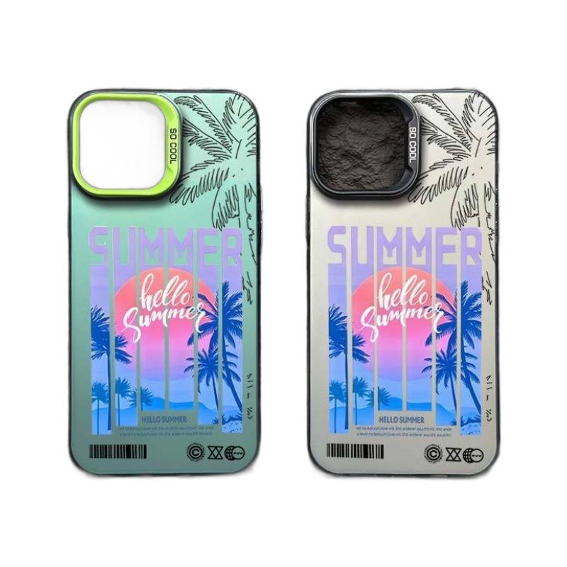 Sunset Coconut Tree iPhone Case for iPhone 16Pro/15/14/13/12/11/XS Max/Plus - Trendy Laser Design