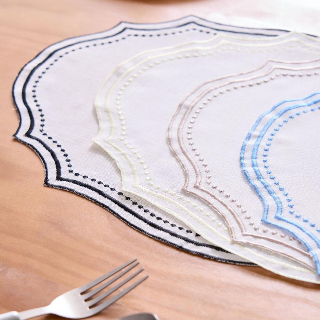 Vintage Embroidered Placemat - INS Style Cotton-Like Linen Fabric Decorative Mat Washable Table Napkin