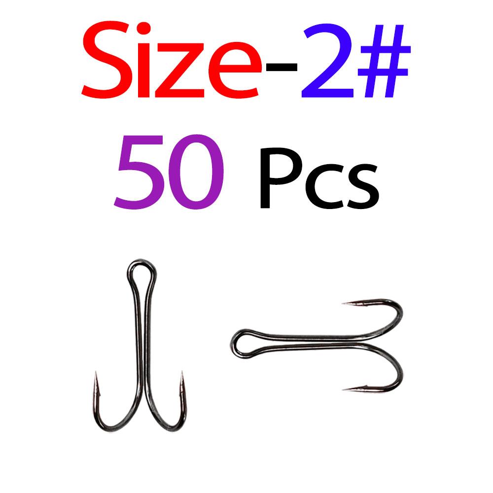 MNFT 50 יחידות קרס דייג כפול קרסים לצפרדעים קשירת פליי קרסי דיג פתוח חד 3X חזק פלדת פחמן גבוהה קוצני קרס שחור