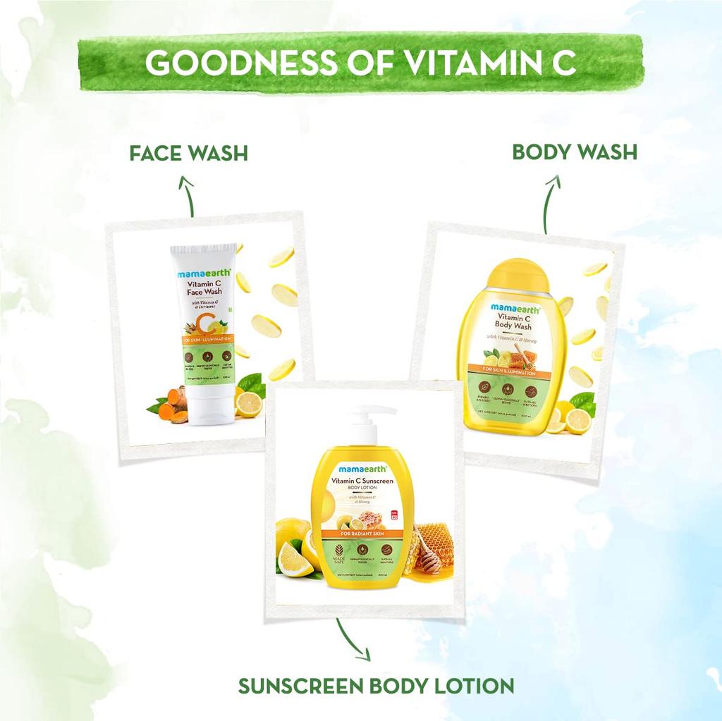 Mamaearth Vitamin C Sunscreen Body Lotion SPF 30 With Honey – 300ml, UV Protection Moisturizer For Radiant Soft Skin
