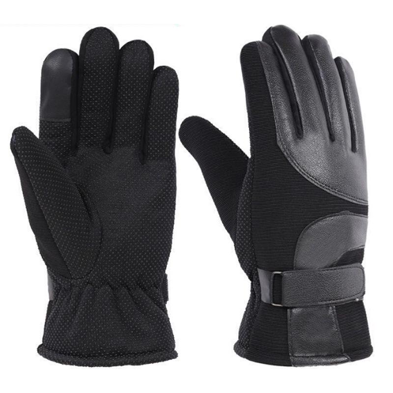 Winter Padded And Thickened Cold Warm Outdoor Riding Driving Non-slip Touch Screen Cotton Gloves