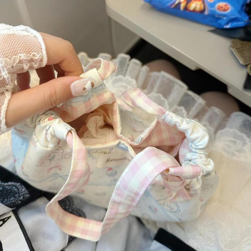 Cute girl sweet bag new floral sheep tote versatile canvas bag commuter bento handbag