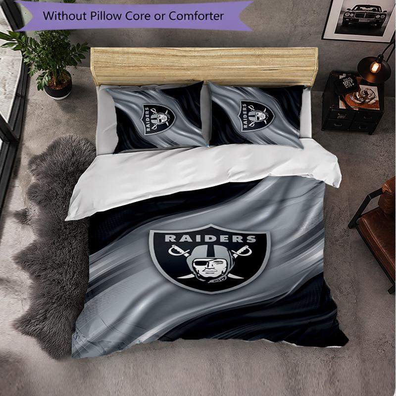 Set Biancheria da Letto 3 Pezzi in Microfibra con Motivo Las Vegas Raiders Decorazione Copripiumino per Camera da Letto Uso Domestico