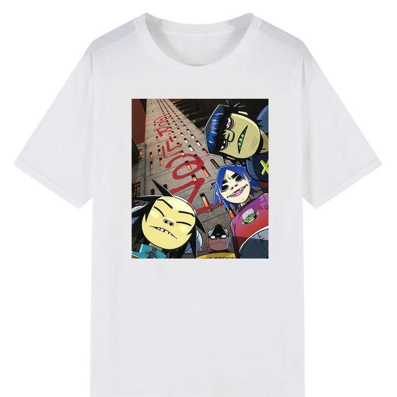 Harajuku Anime Shirt Gorillaz Tee Adult Great Quality Tshirt Retro Manga Graphic Tshirts Men Clothing Oversized T Shirt Mens Tee