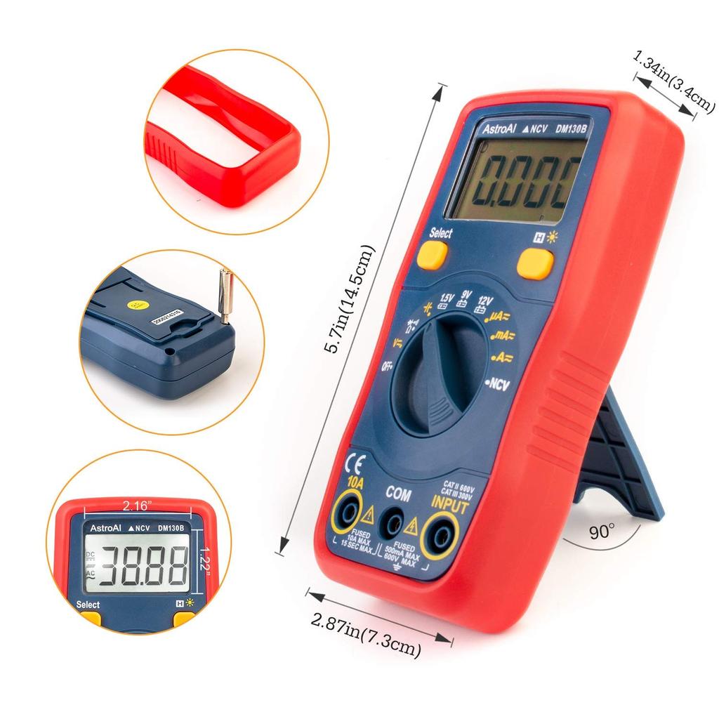 AstroAI 4000 Count Digital Manual and Automatic Tester, Multimeter, Auto-Ranging, AC/DC Voltage, AC/DC Current, Voltmeter, Ammeter, Resistance, Modes,