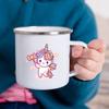 Cartoon Unicorn Printed Creative Mug Water Juice Drinks Milk Cup Enamel Mugs Handle Drinkware Kids Birthday Children's Day Gift
