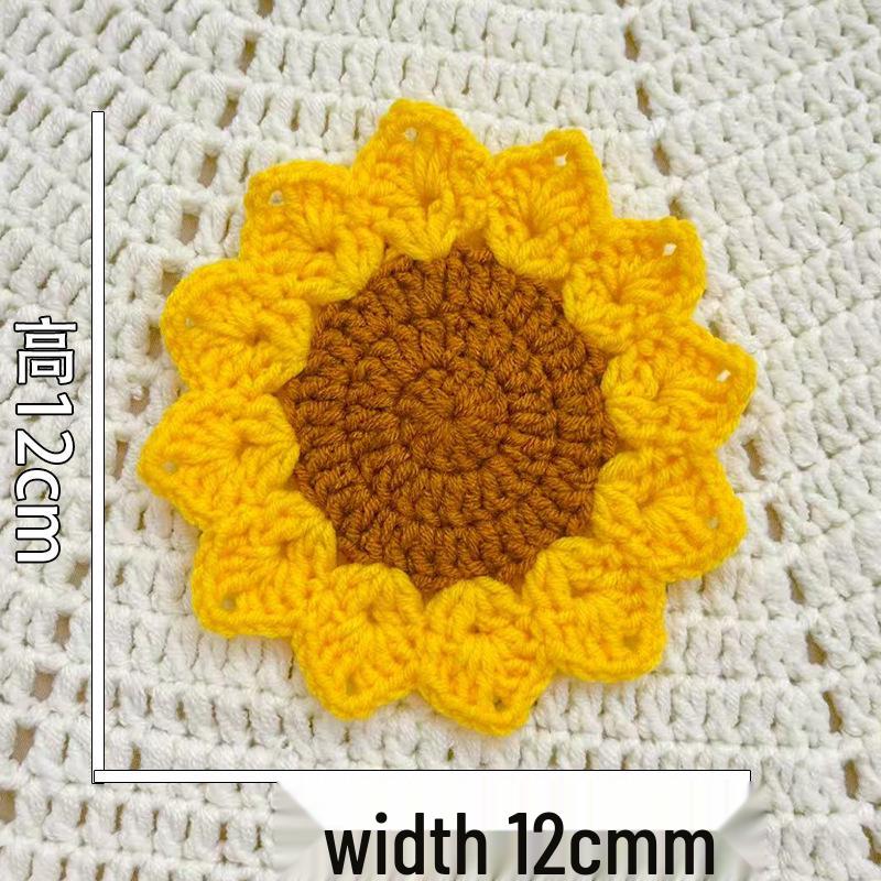 

Подставки под кружки ручной работы, связанные крючком в виде цветов: Букет из розы, ландыша, подсолнуха Coaster diameter about 15cm