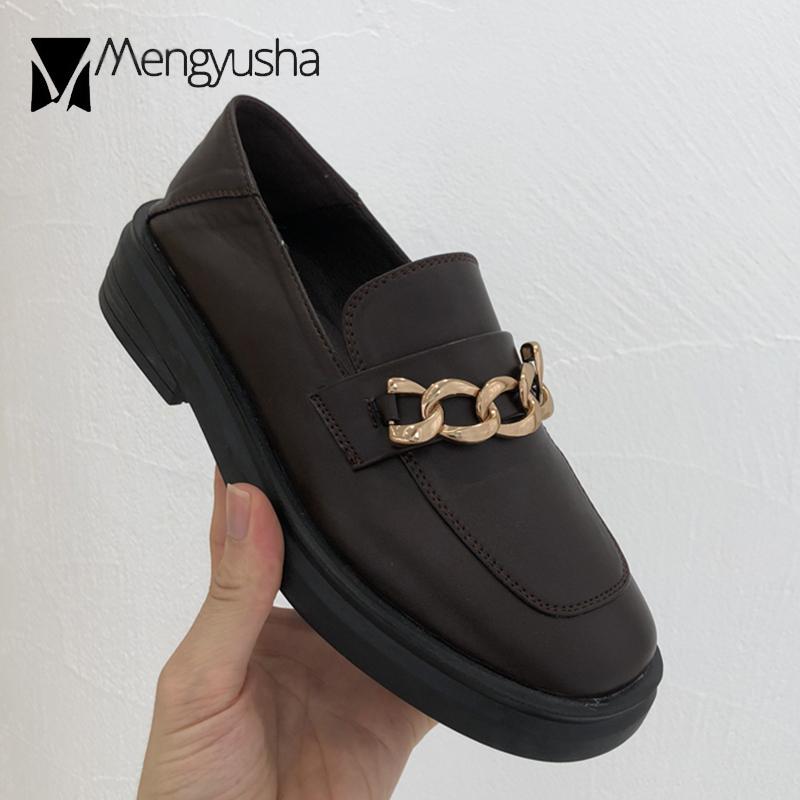 

Металлические цепочки оксфорды женские маленькие кожаные туфли студенческие криперы туфли на плоской подошве с квадратным носком туфли на платформе женские туфли на низком каблуке мокасины 5 коричневый