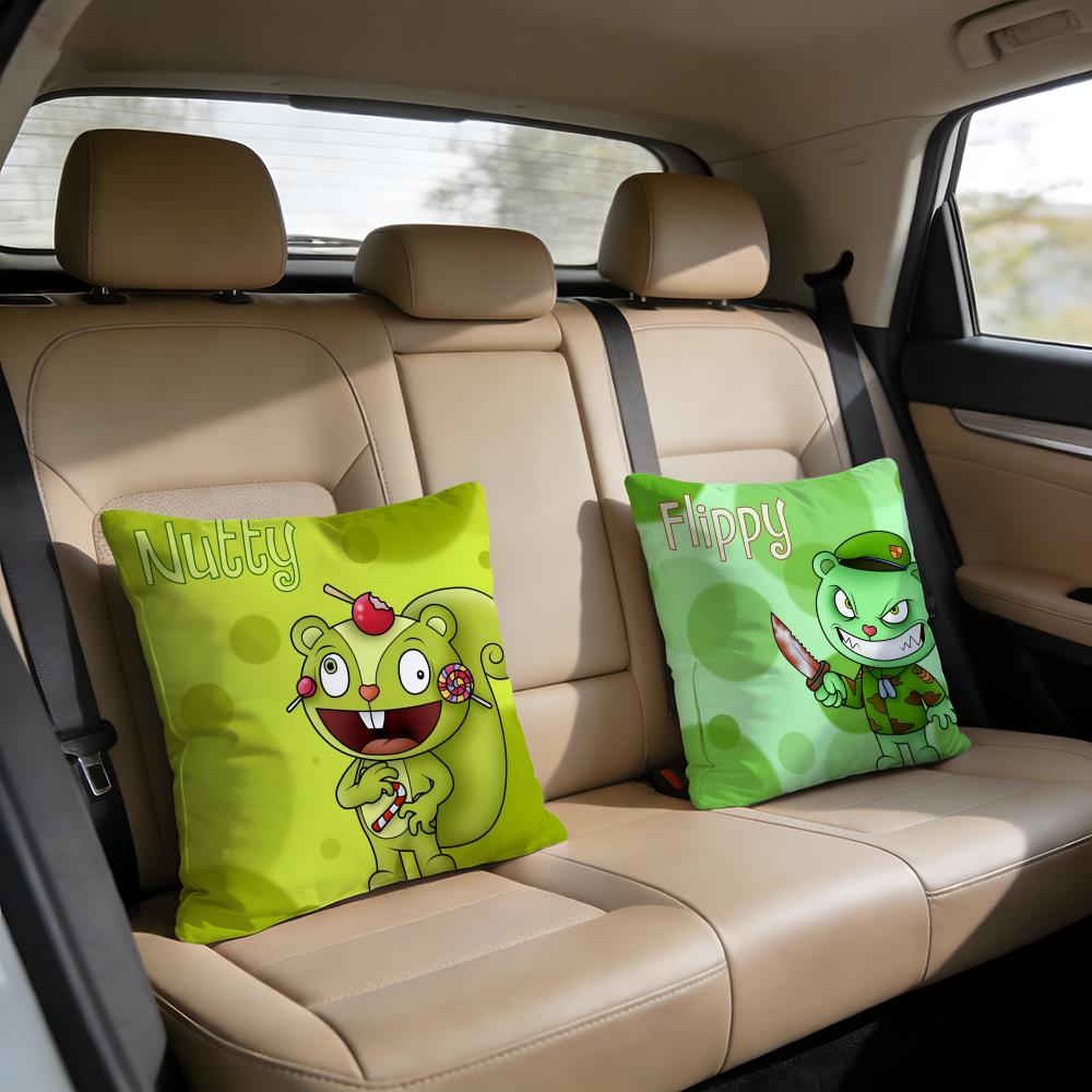 Cartoon Hot HHappy Tree FFriends NNutty Cushion Cover Short plush pillowcase for bed sofa carwashable