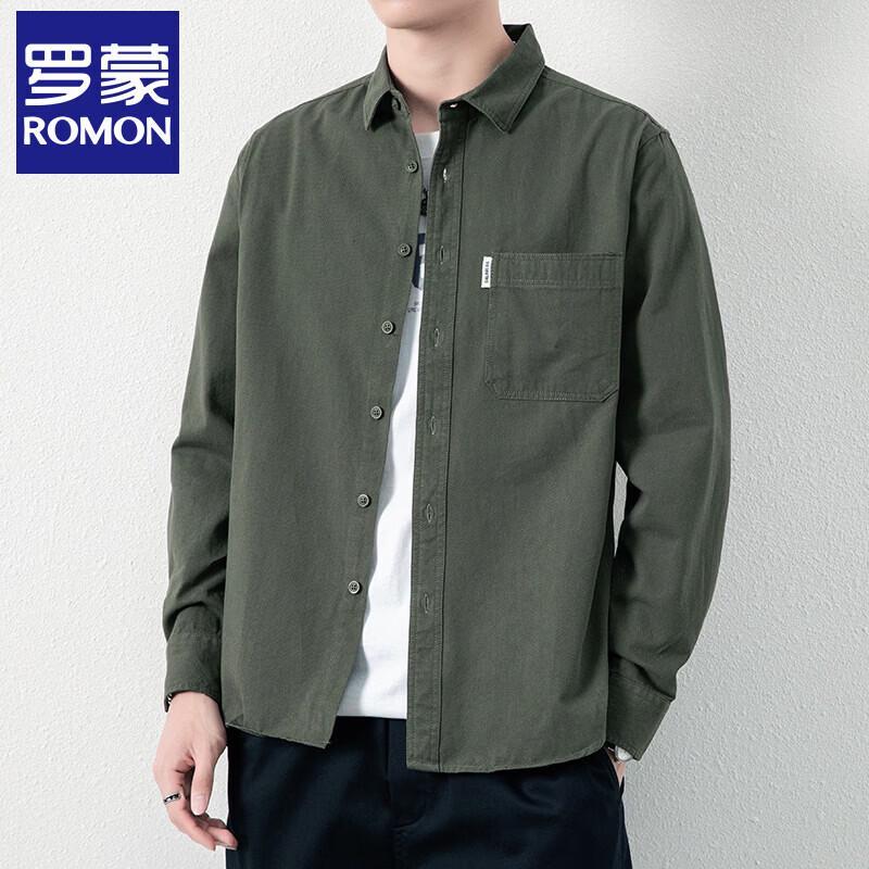 Romone Men s 100% Cotton Long-Sleeve Casual Shirt Jacket XL